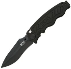 SOG Zoom Mini Black Aluminum A/O Button Lock Folding Knife 00059