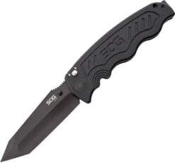 SOG Zoom Black Aluminum Handles A/O Plungelock Folding Tanto Blade Knife 00083
