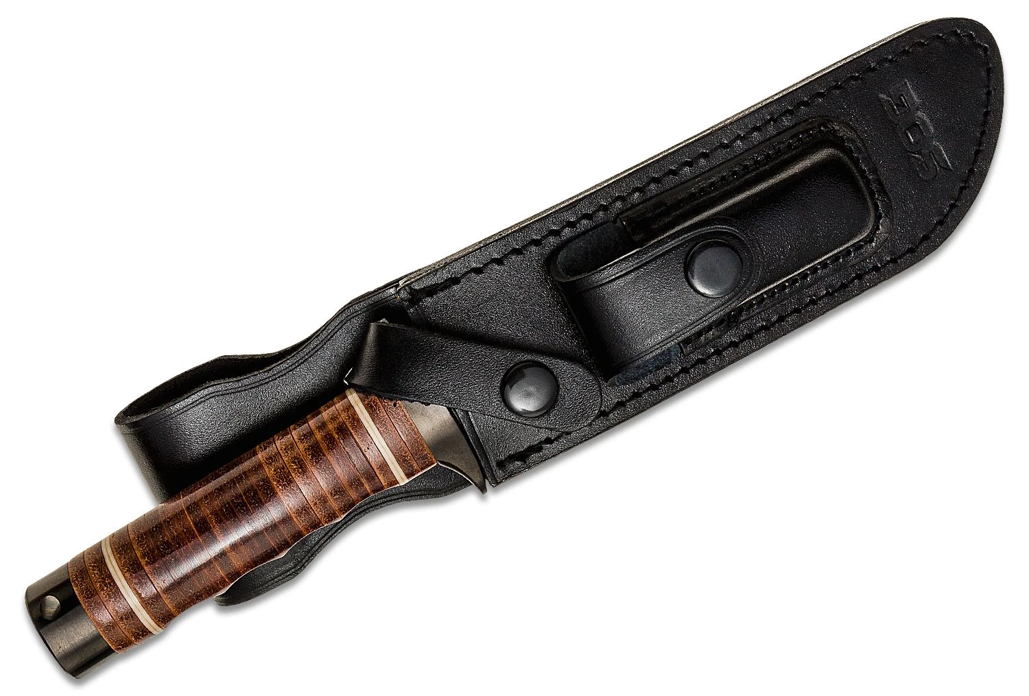 SOG 11" Bowie 2.0 Leather Handle Black TiNi Coated Stainless Fixed Knife S1TL - Image 2