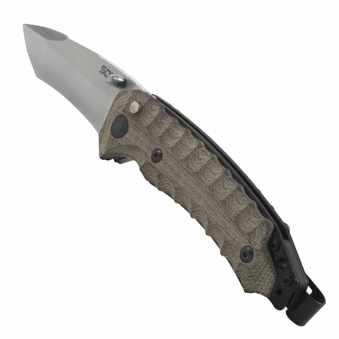 SOG Kiku Button Lock A/O Green Micarta Folding S35VN Pocket Knife KU3003 - Image 3