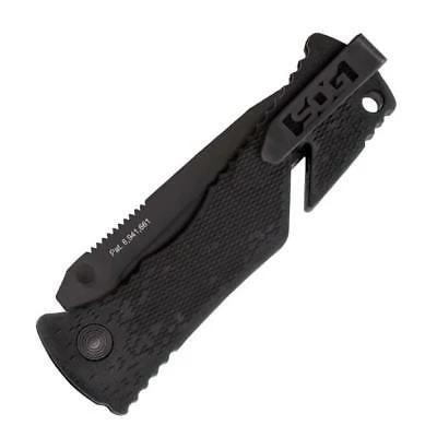 SOG Trident Piston Lock A/O Black Straight Tanto AUS-8 Folding Knife TF7CP - Image 4