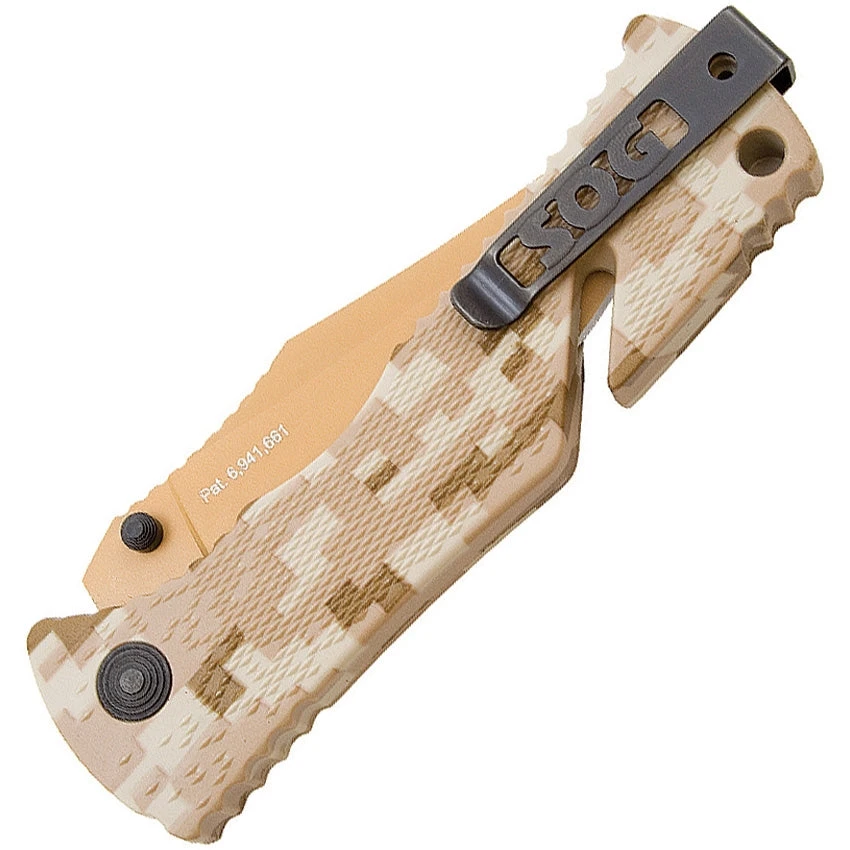 SOG Trident A/O Copper Stainless Folding Clip Pt Desert Digital Camo Knife TF5BX - Image 2