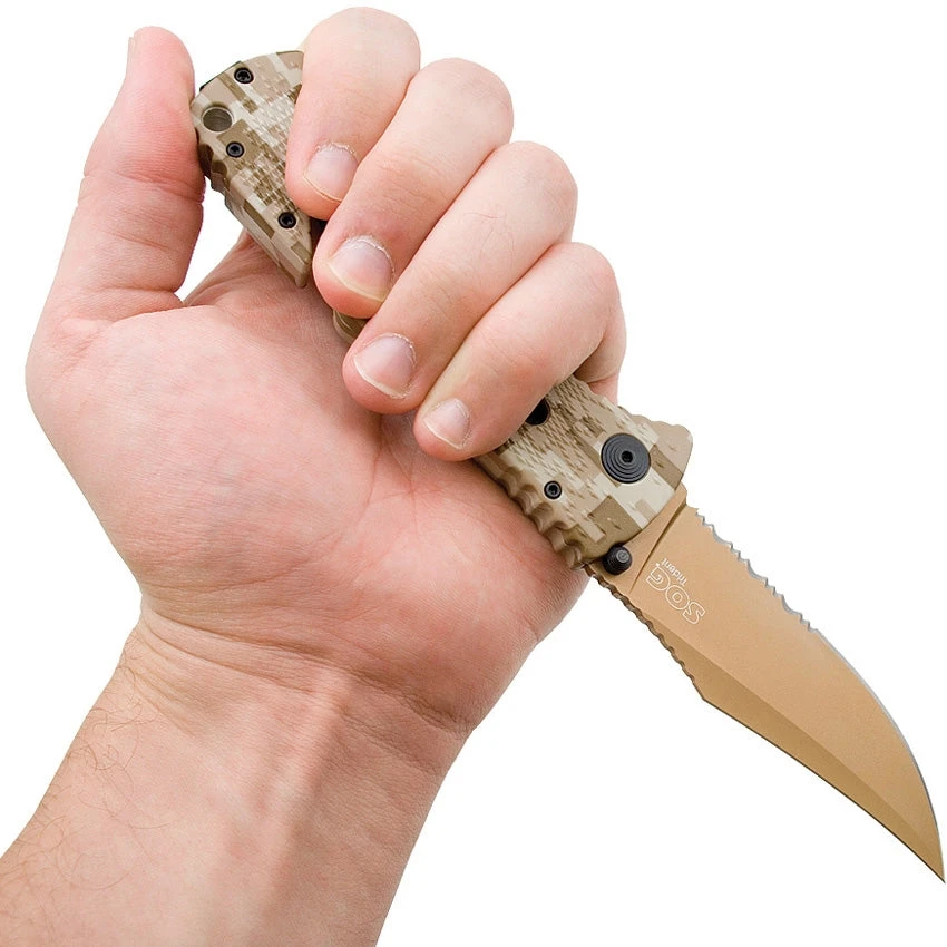 SOG Trident A/O Copper Stainless Folding Clip Pt Desert Digital Camo Knife TF5BX - Image 3