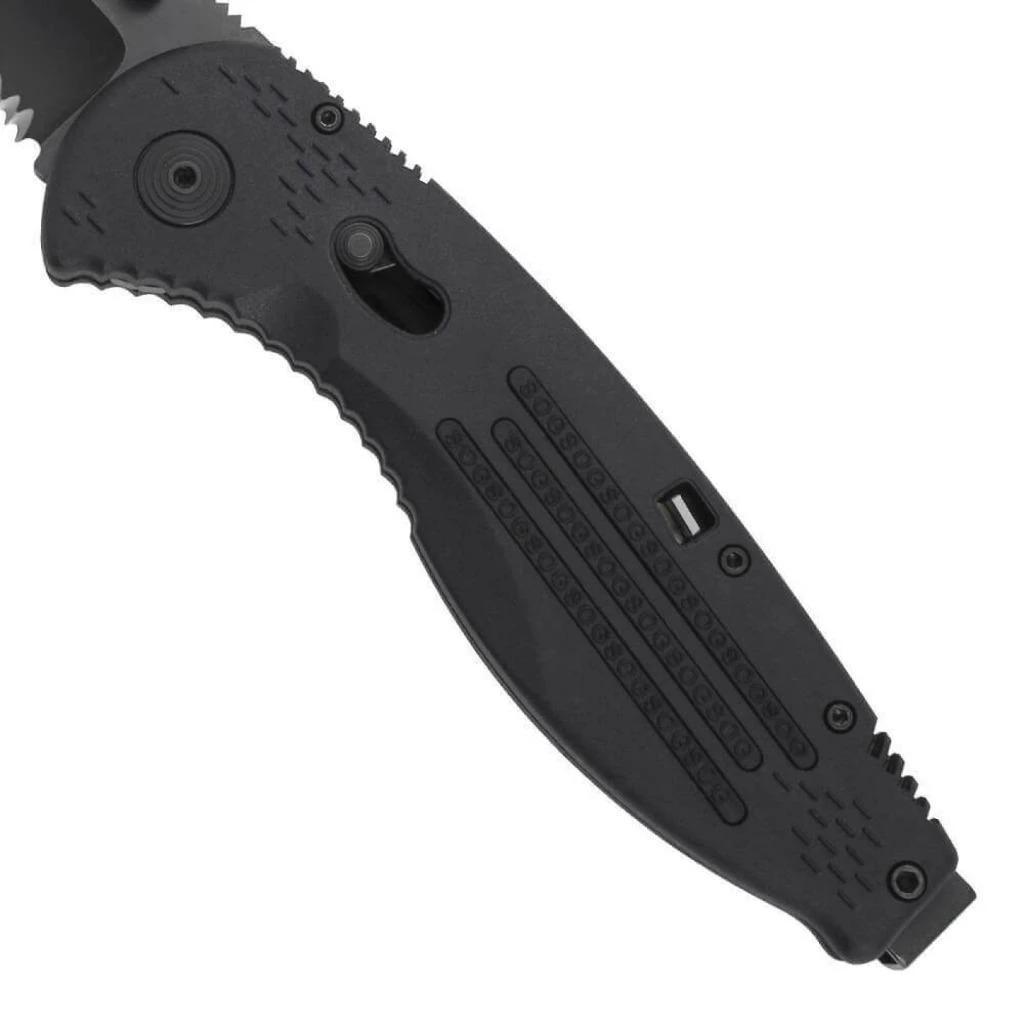 SOG Aegis A/O TiNi Tanto AUS-8 Piston Lock Serrated Folding Black Knife AE04BX - Image 3