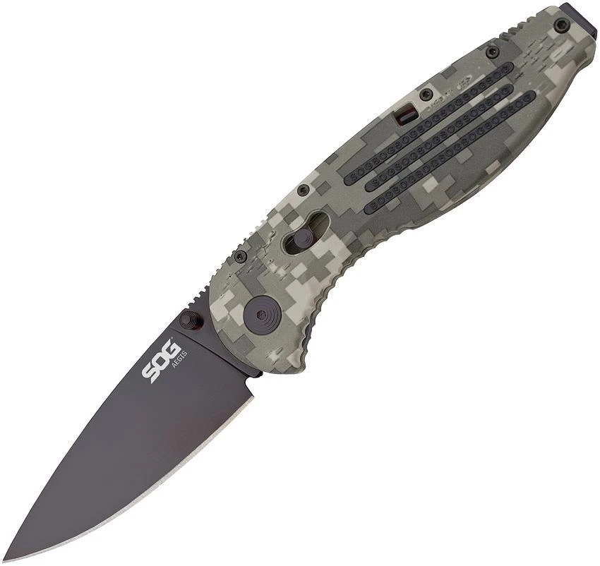 SOG Aegis A/O TiNi Stainless Black Drop Pt Folding Camo Handle Knife AE06BX