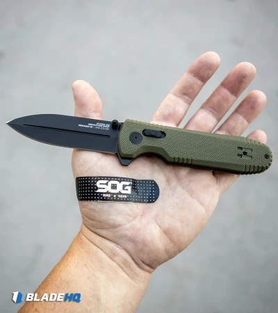 SOG Pentagon XR Lock Knife OD Green G-10 (3.5" Black) - Image 7
