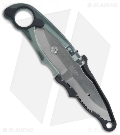 SOG Duo Fixed Blade Knife Black Zytel (2.75" Satin Plain/Serr) - Image 2