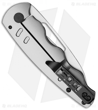SOG Escape Sheepsfoot Frame Lock Knife Silver (3" Satin) - Image 2