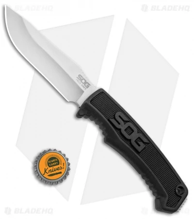 SOG Field Fixed Blade Knife Black Rubber (4" Satin) - Image 4