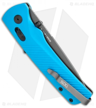 SOG Flash AT-XR Lock Assisted Opening Knife Civic Cyan (3.45" Dark Gray) - Image 3