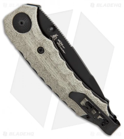 SOG Kiku Spring Assisted Knife Linen Micarta (3.5" Black) KU-3002 - Image 3