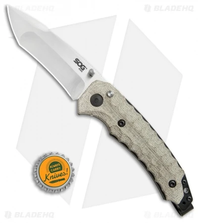 SOG Kiku Spring Assisted Knife Linen Micarta (3.5" Satin) KU-3001 - Image 4