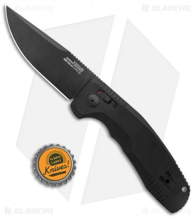 SOG Knives SOG-TAC AU Drop Point Automatic Knife Black Aluminum (3.4" Black) - Image 4