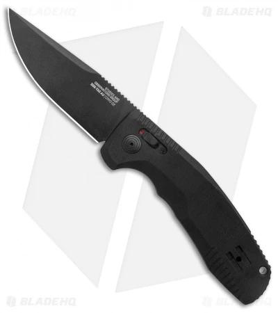 SOG Knives SOG-TAC AU Drop Point Automatic Knife Black Aluminum (3.4" Black)