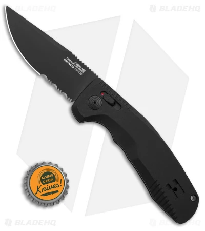 SOG Knives SOG-TAC AU Automatic Knife Black Aluminum (3.4" Black Serr) - Image 4