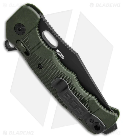SOG Seal XR Flipper Knife OD Green FRN (3.9" Black S35VN) BHQ Exclusive - Image 2