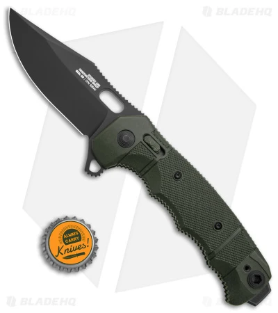 SOG Seal XR Flipper Knife OD Green FRN (3.9" Black S35VN) BHQ Exclusive - Image 4