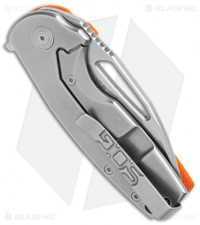 SOG Stout FLK Frame Lock Knife Orange G-10 (2.75" Stonewash) - Image 3