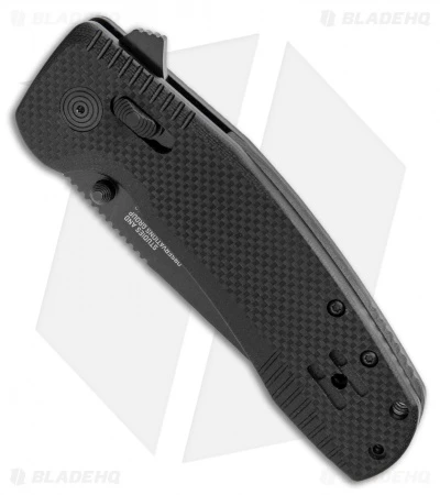 SOG-TAC XR Lock Knife Blackout Black G-10 (3.4" Black Serrated) - Image 2