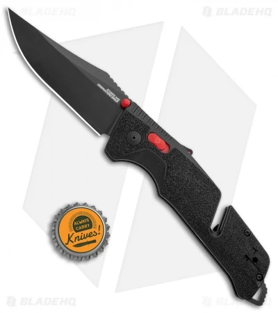 SOG Trident AT-XR Lock Knife Black/Red Clip Point (3.7" Black) - Image 4