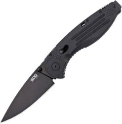 SOG Aegis Assisted Openinig Black Piston Lock Folding Knife Ae02cp