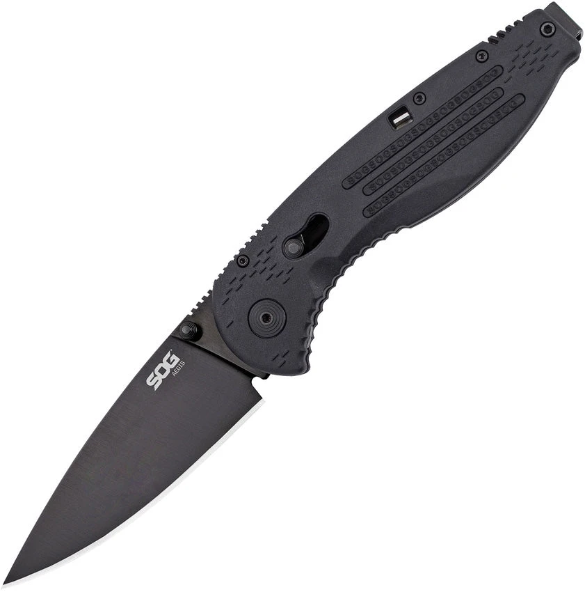 SOG Aegis Assisted Openinig Black Piston Lock Folding Knife Ae02cp