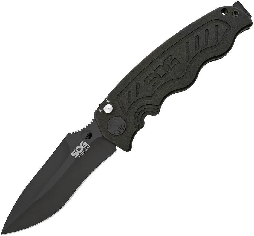 SOG Zoom Mini A/O TiNi Folding Drop Point Blade Aluminum Handle Knife ZM1002BX