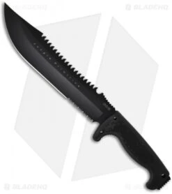 SOG Jungle Primitive Fixed Blade Machete Knife W/ Sheath (Black SER) F03T