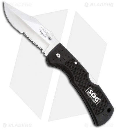 SOG Magnadot Lockback Knife (3.63" Satin Serr) S301
