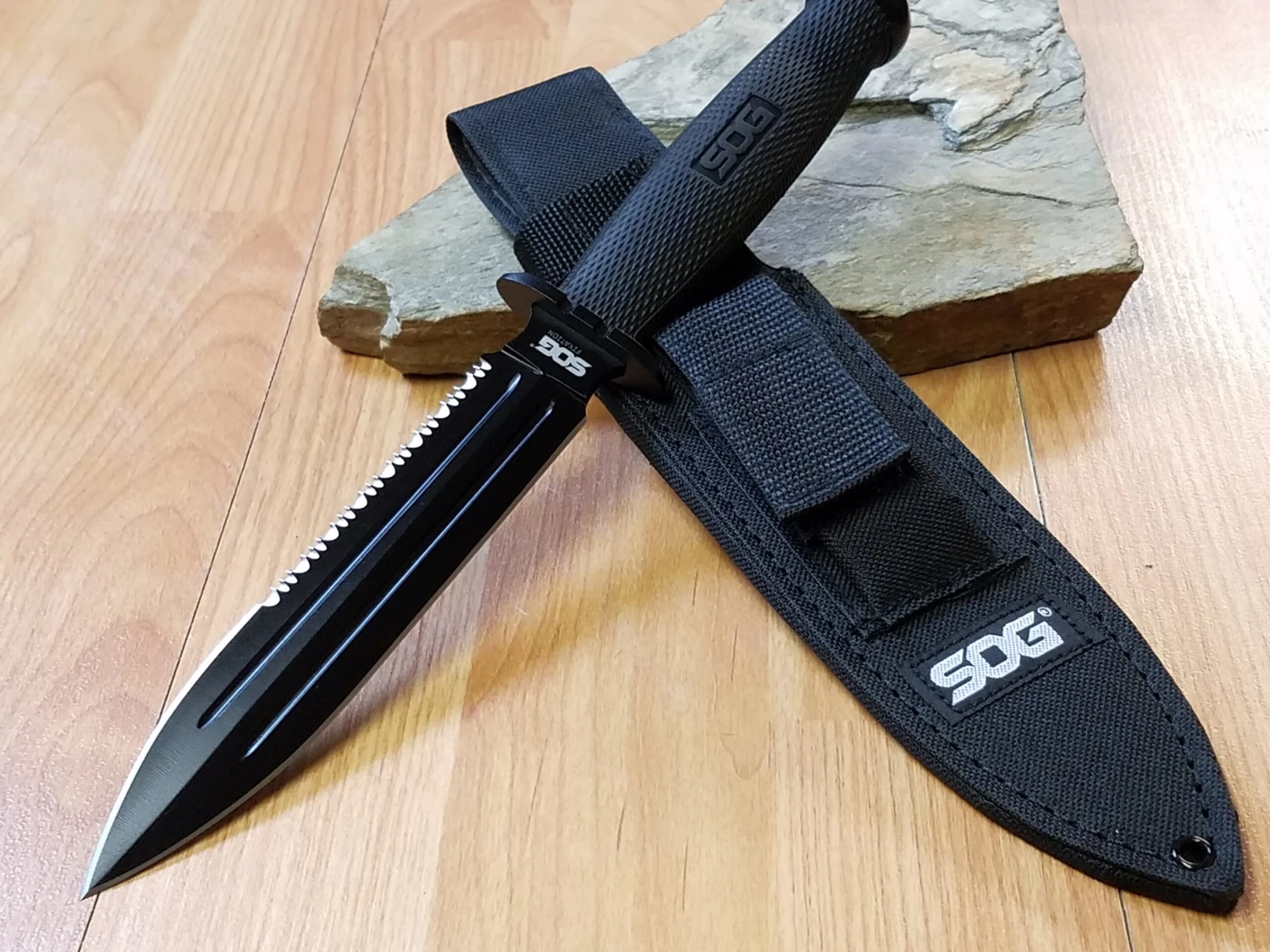 SOG Fixation 12" Bowie Fixed Blade Black Knife - Fx01ncp