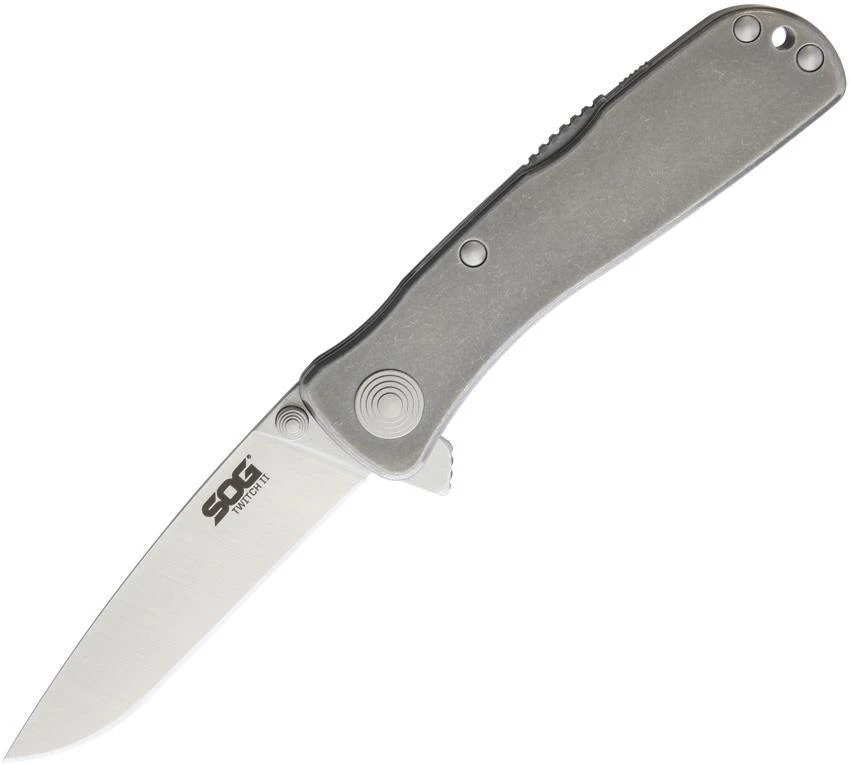 SOG Twitch II LT Lockback A/O Satin Folding Blade Stainless Handle Knife TWI18BX